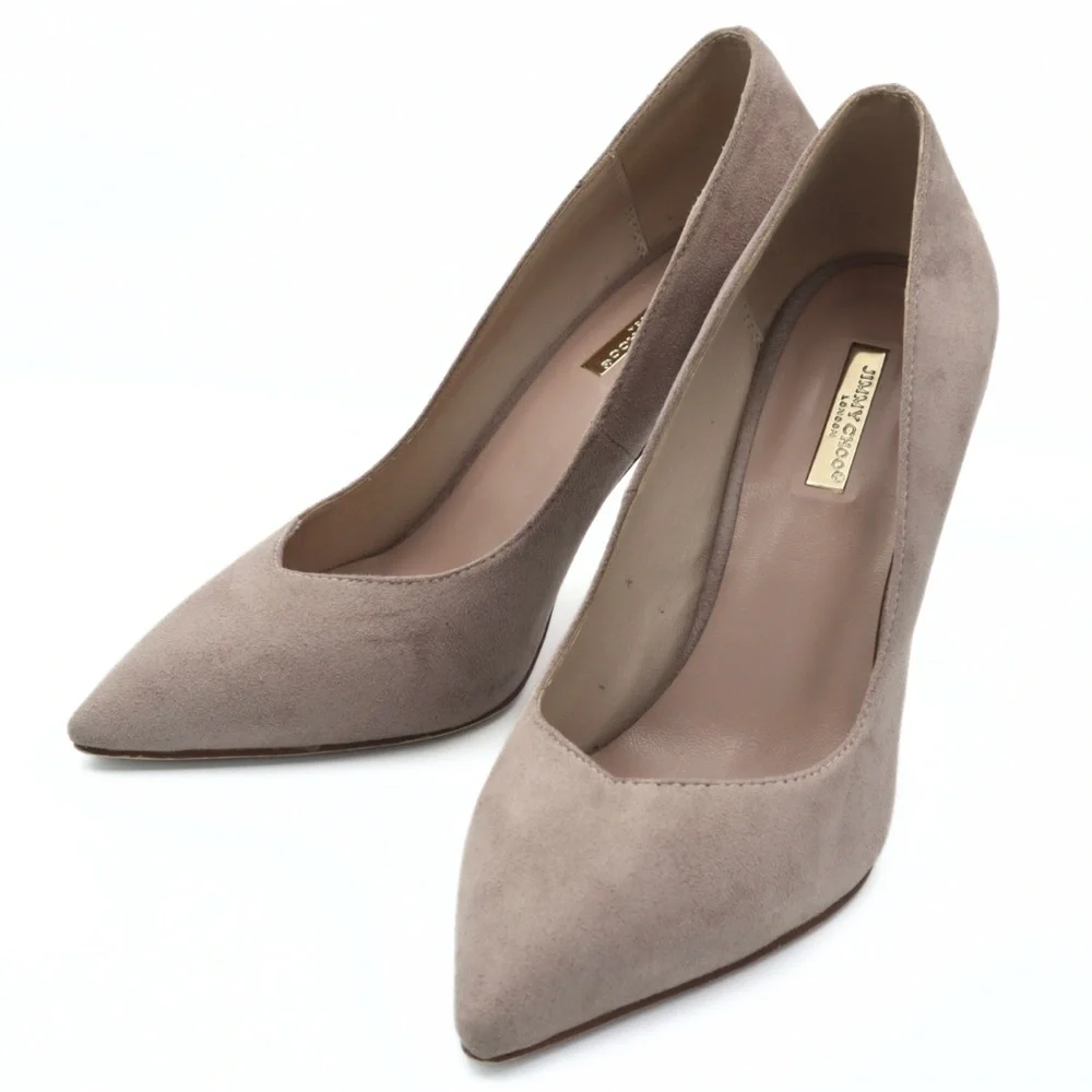 Jimmy Choo London Suede Pumps‎ Nude Pink Women’s EU 35 Pointed Toe Heels